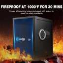 Fireproof Home Safe Box- Steel Digital Combination Lock Security Box with Type-C Backup & Sensor Light, Key Lock Safety Box for House Office Documents Money Jewelry Handgun - Black 3.2 Cu Ft