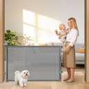 78" Retractable Extra Wide Baby Gates for Doorways, Long Mesh Dog Gate for Large Openings, Indoor Outdoor Pet Gate for Deck Porch Kitchens Hallways, 34" Height, Gray