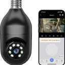 WESECUU Light Bulb Security Camera -5G& 2.4GHz WiFi 2K Security Cameras Wireless Outdoor Motion Detection and Alarm,Two-Way Talk,Color Night Vision,Human Detection, Bulb Camera Compatible with Alexa (1-Pack, Black)