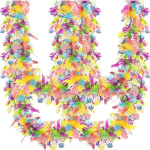WILLBOND 32.8 Feet x 4 Inches Easter Tinsel Garland with Colorful Egg Bunny Duck Tulips Decorations Easter Metallic Garland Spring Rainbow Glitter Twist Wire Hanging Decoration for Holiday Party Decor