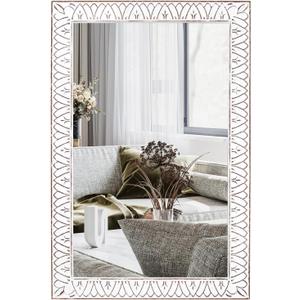 36x24 Inch Farmhouse Rectangle Wall Mirrors with Wooden Frame, Rustic Decorative Rectangular Mirror for Living Room, Bedroom, Bathroom, Entryway - Vertical/Horizontal Hanging