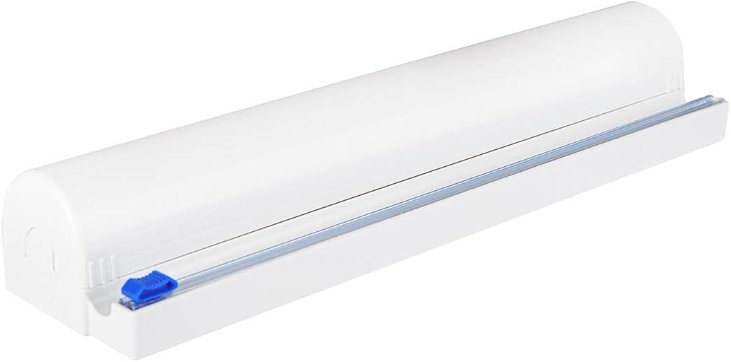 Refillable Plastic Wrap Dispenser with Slide Cutter, Fovanga cling wrap with slide cutter for 250ft Tin Aluminum Foil Dispenser