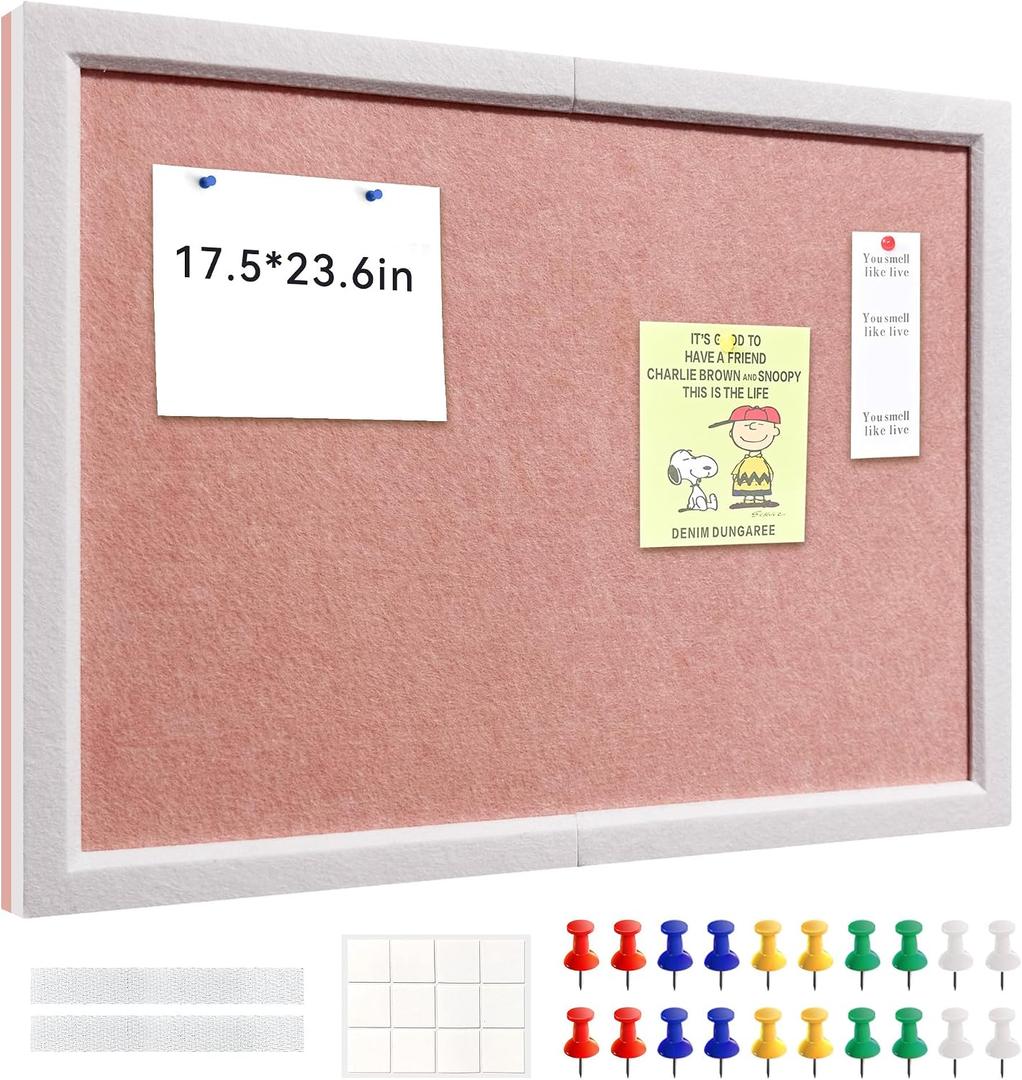 18"x24" Pink Felt Bulletin Board, Framed Pin Board