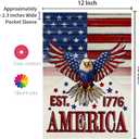 2 x CROWNED BEAUTY 4th of July Garden Flag Patriotic America Double Sided 12x18 Inches Small Burlap Holiday Welcome Yard Porch Decoration for Outside (Beige) CF1833-12