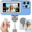 Vlog Selfie Monitor Screen iPhone, 4K 60fps Recording, Wireless Screen Mirroring with Remote Control, Magnetic Fixation, 180° Rotation, 3 Levels of Brightness, Compatible with iPhone & Android