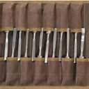 Tool Roll with 20 Slots, Heavy Duty 16oz Waxed Canvas Wrench Roll Up Organizer Bag with Straps, Multi-Purpose Tool Pouch for Metric, SAE (Grey)