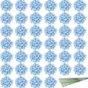 JPSOR 40pcs Artificial Hydrangea Silk Flower Heads with Stems, Fake Flowers for Wedding Centerpiece Home Garden Party Decoration (Blue)