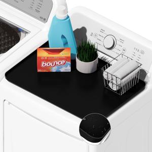1 PACK SEIRI Washer and Dryer Topper, 26" x 18" Silicone Top Protector Mat for Slant Top Surface Cover and Top Load Washing Machine Laundry Room Non-Slip Waterproof Dryer Cover Medium (Black)