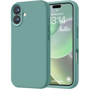 LOVE 3000 Designed for iPhone 16 Case, Premium Silicone with [Soft Anti-Scratch Microfiber Lining] Shockproof Protective Phone Case for Men Women Girls 6.1", Pine Green