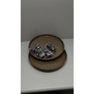 2 Pack 15.5" Brown Plant Caddy with Easy Moving Caster Wheels Round Movable Planter Dolly Trolley Tray Pallet Outdoor Indoor Tree Flower Stand Planter