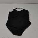 Ribbed One Piece Swimsuits for Women Button up Swimwear Tummy Control Retro Bathing Suits (Medium, Black)