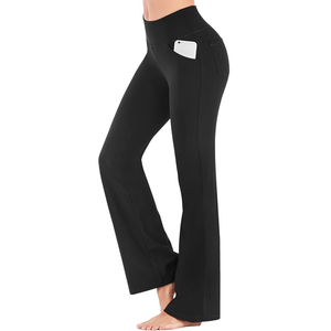 IUGA Bootcut Yoga Pants with Pockets for Women Wide Leg Pants High Waist Workout Pants Tummy Control Work Pants 4 Pockets, Size L