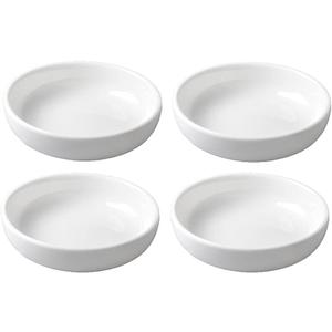 4pcs White Ceramic Seasoning Dishes Dipping Bowls Appetizer Plates,3.8 inch
