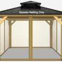 10-ft x 10-ft Gazebo Netting,Gazebo Replacement Mosquito Netting,Universal 4-Panel Mesh Screen Walls with Zippers(Only Netting)-Khaki (10x10)