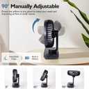 CONBOLA Small Desk Fan for Bedroom, 3600mAh Battery Powered Rechargeable Fan, USB Fan for Desk, 4 Speeds Air Circulator Quiet Table Fan for Home Office, Blue
