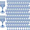 Plastic Wine Glasses, Plastic Goblets Vintage Style Cordial Unbreakable Drinking Glasses, Reusable Drinkware for Wedding Reception, Grand Event Party Supplies (100, Blue), 7oz