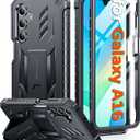 FNTCASE for Samsung Galaxy A16 5G Case: with [Built-in Screen Protector & Kickstand] [Military-Grade Drop Protection] Heavy Duty Protective Full Body Shockproof TPU Phone Cover Black