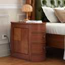 Narrow End Table with Charging Station, Vintage Slim Sofa Side Table & Nightstand with 2 Drawers, Compact Wood Storage for Living Room Bedroom Small Spaces, Fully Assembled, Brown