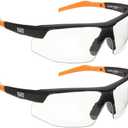 KLEIN TOOLS 60171 Safety Glasses, PPE Protective Eyewear with Semi Frame, Scratch Resistant and Anti-Fog, Clear Lens, 2-Pack