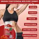 Apple Cider Vinegar Gummies, Metabolism Gummy with 1000mg AVC & Vitamin B6 Vitamin B12, ACV Gummies for Metabolism, Digestion, Detox, Gut & Immune Health, 60 Counts