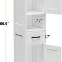 Homhedy 67" H Tall Bathroom Storage Cabinet with 2 Barn Doors and 1 Drawer, Narrow Storage Unit, Adjustable Shelves, Floor Cabinet for Bathroom, Living Room, Entryway, Kitchen, White, (11.8" W)