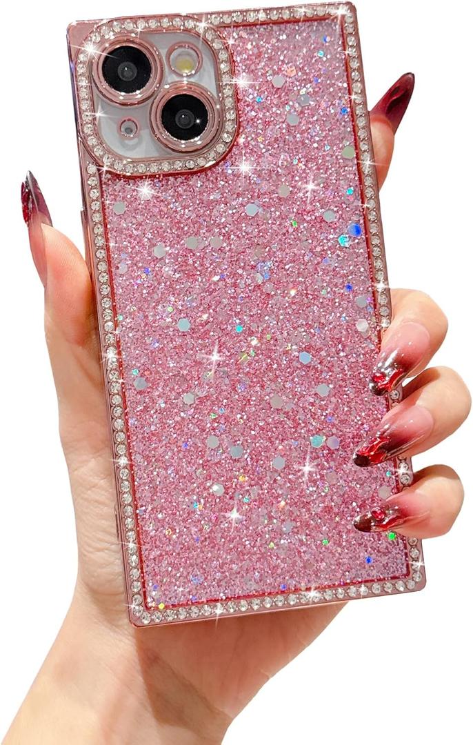 Owncase for iPhone 13 Pro Case Glitter, Crystal Diamonds Shiny Bling Sparkly Electroplated Edge Shockproof Soft TPU Bumper Phone Case for Women Girls, Blue