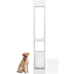 Large Dog Door for Sliding Glass Door, Dog Door for Aluminum Frame Sliders,White Frame,Adjustable Height 78" to 82", Patio Sliding Door for Large Dogs Up to 100 lb