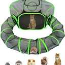 Small Animal Playpen Guinea Pig Hedgehog Cage Rabbit Cage with Fun Surround Tunnel Breathable & Transparent Pop Open Exercise Yard Fence with Top Cover Anti Escape