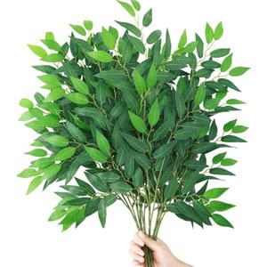 GREENTIME 6 Pack Artificial Italian Ruscus Greenery Stems 23.5'' Faux Green Leaf Bouquet for Vase Bridal Wedding Table Centerpiece Decor