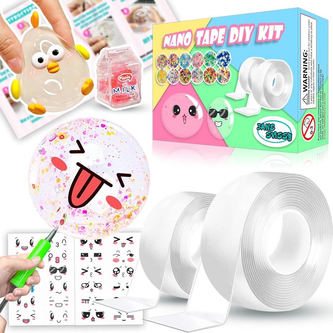 Nano Tape Bubble Kit,Toys for Girls,Cute Stuff for Girl,Cool Stuff for Kids,DIY Craft Kit,Fun Toys for Kids,Gifts for Girls Boys 4, 5, 6, 7, 8, 9, 10, 11, 12 Years Old,5PCS (2"&1.2")