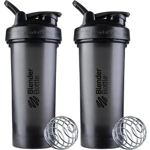 BlenderBottle Classic V2 Shaker Bottle Perfect for Protein Shakes and Pre Workout, 28-Ounce, Black, 2 Pack