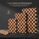 Nomsters 3 Packs Cutting Boards for Kitchen Checkered Cutting Board Acacia Wood Charcuterie Board Serving Heavy Duty Non Toxic Slip Butcher Block Wood Chopping Board with Juice Grooves Handles