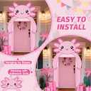 Axolotl Winter Birthday Party Decorations Pink Axolotl Door Cover Arch Decor Front Door Porch Banner Backdrop Wall Decor for Indoor Outdoor Yard Garage Cartoon Archway Baby Shower Party Supplies