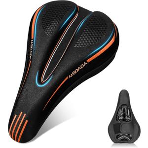 MSDADA Bike Seat Cushion Gel Padded Bike Seat Cover for Men & Women Comfort - Soft Bicycle Seat Cushion for Outdoor, Exercise/Spin/Stationary/Mountain/Road Bikes