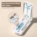 Daviky Pill Cutter Splitter for Small & Tiny Pills, Dual Safety Blades, Adjustable Centering Slot, Precise 1/2 1/3 1/4 Tablet Cutter, Built-in Storage, Portable & Senior-Friendly