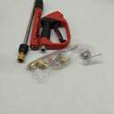 Upgraded Pressure Washer Gun with Extension Replacement Wand, M22 Fitting,7 Inch 30 Degree Curved Rod, 5 Nozzle Tips, 5000 PSI, 47 Inch (black and red)