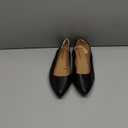Amazon Essentials Women's Pointed-Toe Ballet Flat (9.5 Wide, Black Faux Leather)