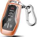 QBUC for Ford Key fob Cover,ABS Plastic Car Key Case Protector with Keychain Compatible with with Ford Fusion F-150 Edge Explorer Mustang Lincoln MKZ MKC 4/5 Buttons Smart Key(Pink)
