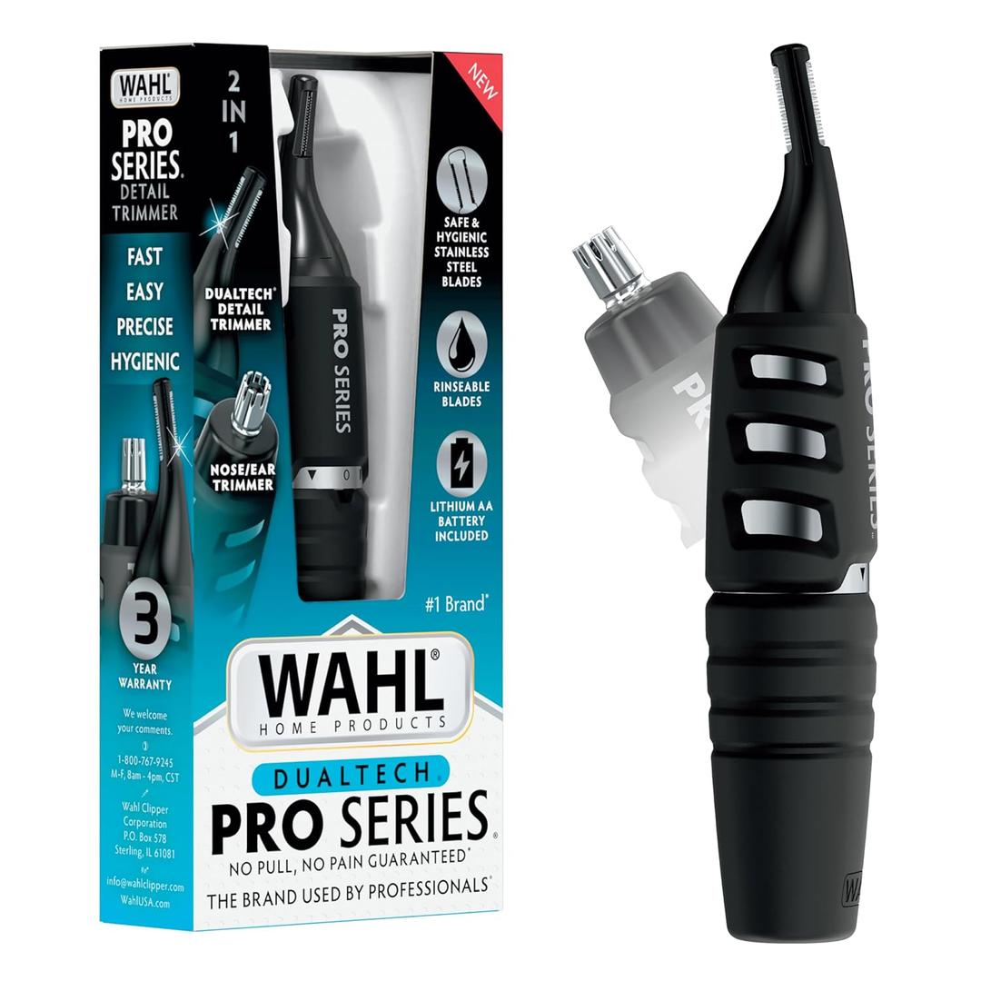 Wahl DualTech Pro Series 2 in 1 Lithium Battery Dual Sided Eyebrow Trimmer and Nose Hair Trimmer for Men  Model 3025698