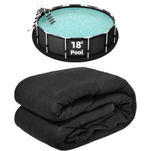 18-Foot Pool Liner Pad for Above Ground Pools, Round Under Pool Mat Prevents Puncture, Weed Barrier, Extend Liner Life, Black