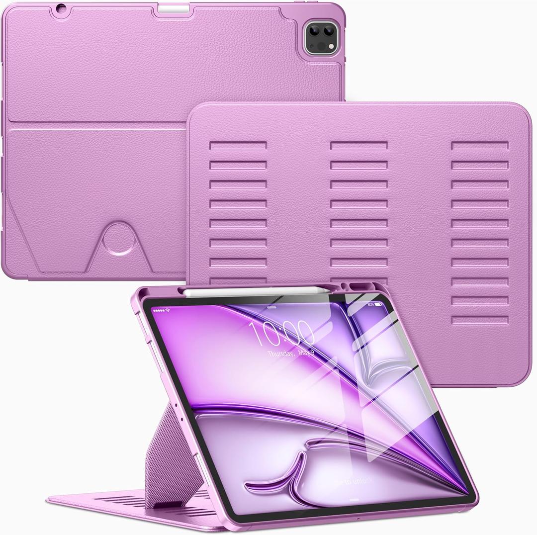 VIKESI Case for iPad Air 13 inch (M4) 2026 / (M3) 2025 / (M2) 2024,Multiple Angles Magnetic Stand Cover,Shockproof Soft Back,Pencil Holder,and Auto Sleep/Wake,Purple