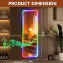 Hasipu 55"x16"LED RGB Door Mirror Full Length with Bluetooth Speaker, Full Body Full Length Over The Door Mirror with Lights, Door Hanging & Wall Mounted Mirror for Bedroom, Living Room, Cloakroom