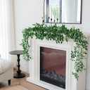 mizii 5 Packs 340" Artificial Vines Garland Fake Vine with Small Green Leaves Silk Rose Leaf Faux Hanging Plants Greenery Decoration for Outdoors Indoor Table Centerpieces Wedding Decor (Rose Leaves)