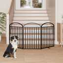 SNUOWU 3 Panels Full Metal Freestanding Dog Gates, 72" Extra Wide 32" Tall Free Standing Dog Pet Gate for Indoor & Outdoor. Foldable Pet Fences for Doorways, House, Stairs, Porch, Deck, Yard