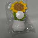 UKCOCO Crochet Sunflower Potted Plant 5.51x2.95x2.16In Hand-Knit Wool Décor – Zero-Maintenance Artificial Flower for Desk, Shelf, Car Dashboard – Cheerful Gift for Home & Office