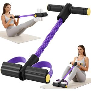 Upgraded Pedal Resistance Band with Handle, Soft Durable Fashion Puller Exercise with Thickened 6 Tension Ropes, Tube Pedal Resistance Device for Abdomen, Waist, Arm, Leg, Core/ABS (Black & Purple)