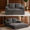 Boneless Loveseat Folding Sofa Bed, Foldable Floor Futon Sleeper Couch Bed - Convertible Sofa Bed, Corduroy Pull Out Sofa Bed with 2 Pillows for Living Room & Bedroom