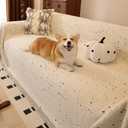 YDKGL Washable Couch Covers for Sofa, Couch Covers Blanket for Dogs, Non Slip Sofa Cover 2 Cushion Pet Furniture Protector with Tassels, Soft Fluffy Sofa Slipcover for Kids Dogs, Beige/White 71"x118"