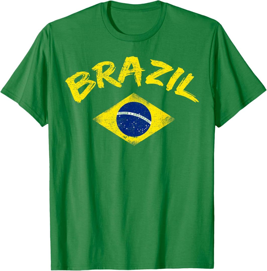 Brasil Brazilian National Flag Soccer Jersey Football T-Shirt (Kelly Green,Small)