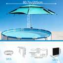 7Ft Floating Pool Umbrella for Above Ground Pool Universal, Above Ground Pool Canopy Shade Umbrellas with Black Coating, Heavy Duty Outdoor Umbrella for Pool Deck, Garden, Patio, Includes Drink Holder